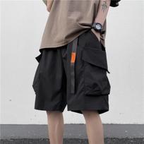 Functional Solid Color Pocket Tooling Shorts Men's Summer Thin Loose Casual Pants American Men's Five Point Pants M