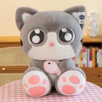 Cute Big-Eyed Cute Pet Pig Plush Toy Children'S Comfort Pillow Girls Office Cat Ornaments Cubic Device Premium 23cm【0.14kg】 gray