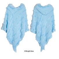 New Coat Winter Autumn Women's Solid Color Hooded Knit Poncho Shawl 70*70cm+35cm