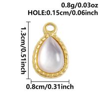 2pcs White Shell Oil Dripping Charm Real Gold Plated Love Round Water Droplet Stainless Steel Charms For Jewelry Making Supplies beige