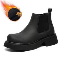 Mid top Chelsea boots men's big toe derby shoes trendy men's casual shoes thick soled high rise short boots 38
