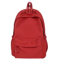 Schoolbag new simple solid color schoolbag female niche design girl tide college student high value commuting backpack (Red,19)