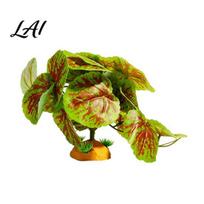 Naturalistic Vivarium Plants Artificial Reptile Terrarium Plant Waterproof PVC Simulation Greenery with Weighted Tropical Base Habitat Decor M black