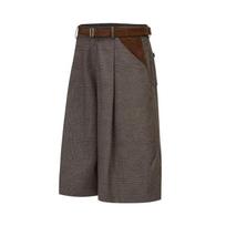 Solid color simple design light luxury niche high-end men's trousers skirt summer new casual straight cropped pants M black