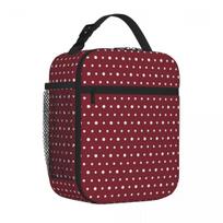 Bestselling Red And White Polka Dot Pattern Shoulder Style Leakproof Lunch Bag Bus Trip Reusable Lunch Bag One Size black