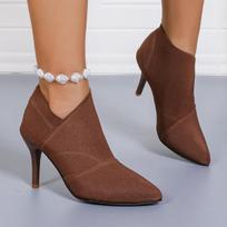 Fashion Spring and Autumn New Solid Tone Pointed Sleeve Wearing Thin Heel Versatile Single Boot Women Comfortable Women's Shoes2024 34 brown