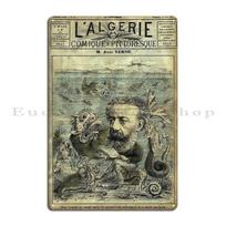 Vintage Jules Verne Periodical Cover Metal Sign Bar Create Design Personalized Cinema Tin Sign Poster 20x30cm beige