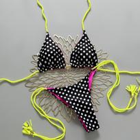 Micro Bikinis 2026 Women's Polka Dots Print Bathing Suit Halter Triangle Tie Side with String Bikini Sets Two Piece Swimsuit L gray