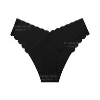 Sexy wavy girl V-shaped underwear summer ice silk one-piece seamless cotton crotch large size briefs M rožinė