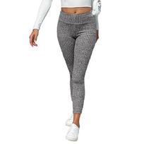 2025 Autumn/Winter High-Waisted Solid Color Skinny Leggings for Women - European & American Casual Versatile Fitness Style Small gray