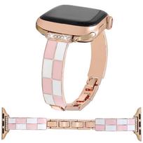 Plaid Metal Bracelet Strap for Apple Watch S11/S10 42/44/45/49/46mm beige