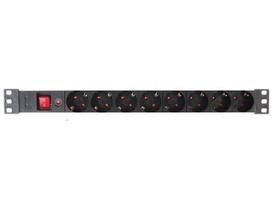 Maitinimo panelė 19” 8x220V su jungikliu ir temperatūros saugikliu