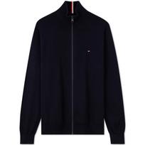 Tommy Hilfiger Cotton Commuter Solid Color Stand Collar Zip Cardigan Fitted Knit Sweater Men sweater 78J9716 S black