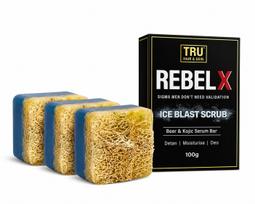 RebelX Soap for detan | Kojic Acid | Natural Loofah Exfoliating Scrub| Menthol Cooling | Woody fragrance -100gm (100gm Pack of 3) 100gm Pack of 3 black