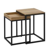 VASAGLE Living Room Stable Metal Frame Narrow Industrial Nesting Table juoda