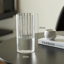 Large Size Cylinder Vases Ribbed Design Flower Wake Up Vase Clear Flower Vase  Living Room 10*25cm
