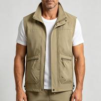 Men's Outdoor Vest with Multiple Pockets - Lightweight Casual Vest for Spring, Fall, Hiking and Everyday Wear XL chaki