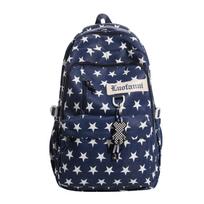 Schoolbag Korean polka dot striped backpack Female student schoolbag Simple and lightweight Large capacity casual backpack Junior high school juoda