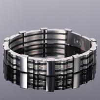 316L nerūdijančio plieno vyriškos apyrankės vyrams Vyriškos silikoninės apyrankės ir bangle Mada ant rankos Grandinėlės papuošalai Reguliuojama apyrankė 25cm gray