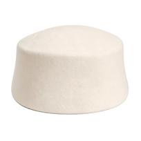 Short-Crown Faux Wool Pillbox Hat Solid Color Felt Beret Hat Elegant Painter Cap  Casual white