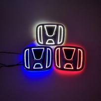 Car 5D LED Front Rear Light Emblem Sticker For Honda Civic FIT Accord Prelude CRV 5th Mugen CRZ CRX Jazz HRV Pilot Odyssey Elysi Blue&9cmX7.5cm blue