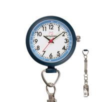 Matsuyoshi Nurse Clip-On Pocket Watch, Pulse Meter and Full Luminous Dial, Easy-to-Read Design, Navy and Silver white
