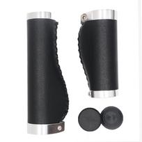 Bike Handle Grips 135/95mm Long/Short Grips Non-Slip PVC Microfiber Leather Ergonomic Hand-Sewn Casual Retro Double Lock-on Handlebar Grips(Black-A) 1 Pair black