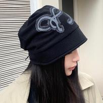Hat Women's Big Head Circumference Baotou Hat Warm Ear Protector Knitted Wool Hat Versatile Stacking Hat One Size black