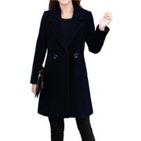 Women Fall Coat Solid Color Double Buttons Thick Lapel Long Sleeves Keep Warm Plus Size Korean Women Overcoat Female Clothes 2XL