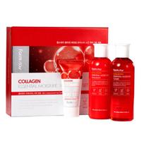 Farmstay Collagen Essential Moisture Skincare 3 Set Hydrating Nourishing (3 Items) red