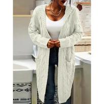 TIFICY Women's Fashion Casual Fall Winter Solid Color Print Long Sleeve Hooded Sweaters S