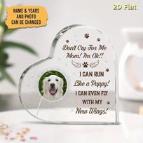 2D Flat, Personalized Pet Memorial Plaque - Custom Heart-Shaped Acrylic Sympathy Gift for Dogs & Cats, 2D Flat Tabletop Decor with Paw Prints & Sentim 10x10cm white