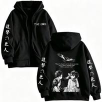 Anime Attack on Titan Mikasa Ackerman Eren Jaeger Zipper Hoodies Men Clothing Long Sleeves Zip Up Hooded Sweatshirt Jackets Coat XL gray
