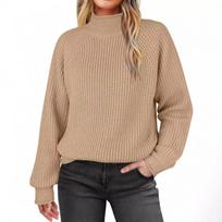 Autumn Winter New Solid Color Pullover Turtleneck Knitted Sweater Long Sleeve Women's Clothing S