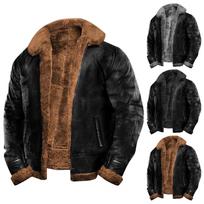 Vyriška vienspalvė užsegama užtrauktuku, su kišenėmis, darbo striukė, vyriškas kasdienis ilgas paltas XXXL brown