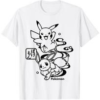 Pokémon - Pikachu ir Eevee Wagara rašto marškinėliai L balta
