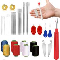 43 PCS Big Eye Steel Sewing Needles Kit, Steels Needle For Hand Sewing With Thimble, Threader, Thread Rippers For Beginner And Clothing One Size