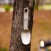 2 viename titano lydinio sulankstoma šakutė ir šaukštas, nešiojamas stovyklavimo įrankis, šakutė-šaukštas (spork) žygiams, stovyklavimui, kuprinėms, lauko įrankis 1 black
