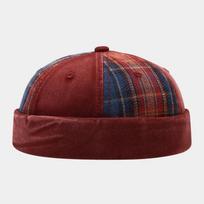 Spring and Summer Cotton Print Docker Cap Brimless Hat Skullies Beanie Hats Landlord Sailor Cap Men and Women 31 56-60cm wear raudona