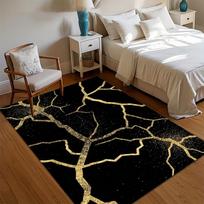Prabangus juodas ir auksinis Kintsugi marmuro rašto kilimas, minkštas neslystantis grindų kilimėlis svetainei, miegamajam, virtuvei, namų dekoravimui 40X60CM