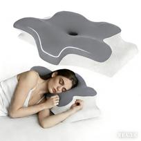 Memory Foam Pillow Butterfly Shaped Cervical Neck Pillow High Density Memory Foam Breathable Cover Ergonomic Contour Design blue