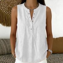 Women Loose Comfortable V Neck Sleeveless Casual Solid Color Shirt Blouse S