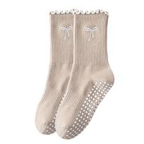 Breathable Yoga Socks Non-Slip Grip Floor Socks Professional Pilates Socks  for Women chaki