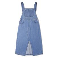 Lee Solid Color Loose Waist A-Line Midi Denim Suspender Dress Women dresses Washed-Blue LWB0024405PN00F-A01191 S gray