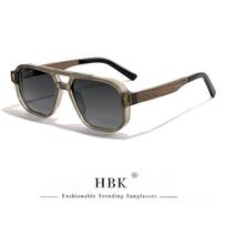 HBK Minimalist Men Polarized Sunglasses Solid Wood Acetate Leg Retro Design Sun Glasses  High Quality Frames Women Party Gift