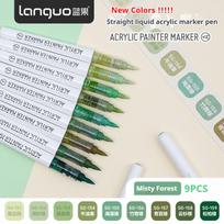 Languo Direct Liquid Acrylic Paint Art Marker Pen Set DIY Painting Drawing for Christmas Glass Stone Mug School Art Supplies white