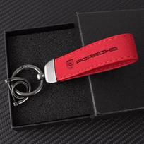 High Quality For Porsche Panamera Cayenne Taycan 911 718 Macan Carrera-GT 928 944 Luxury Women Men Suede Leather Car Keychains RT9 black