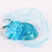 Mesh Felt Fascinator Hat Solid Color Wedding Veil Hat Elegant Small Top Hat  Headwear blue