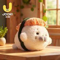 Jooki Delicious Series Salmon Sushi Seal Plush Doll Fluffy Round Sea Lion Stuffed Toy Sushi Themed Desk Home Decor For Gifts. 18cm brown