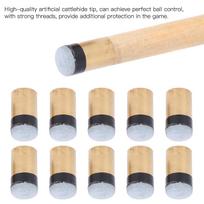 10 vnt. Biliardo Snukerio Pulas Kių Lazdos Antgalių Atsarginių Dalių Užsukami Variniai PU Oda(11 mm ) beige
